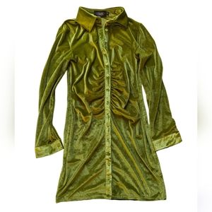 Cider Green Velvet Mini Dress